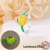 925 Silver Halloween Glow-in-the-Dark Witch Ring for Women