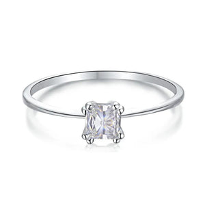 925 Silver CZ Birthstone Ring Women Gift Wedding Engagement Fine Jewelry