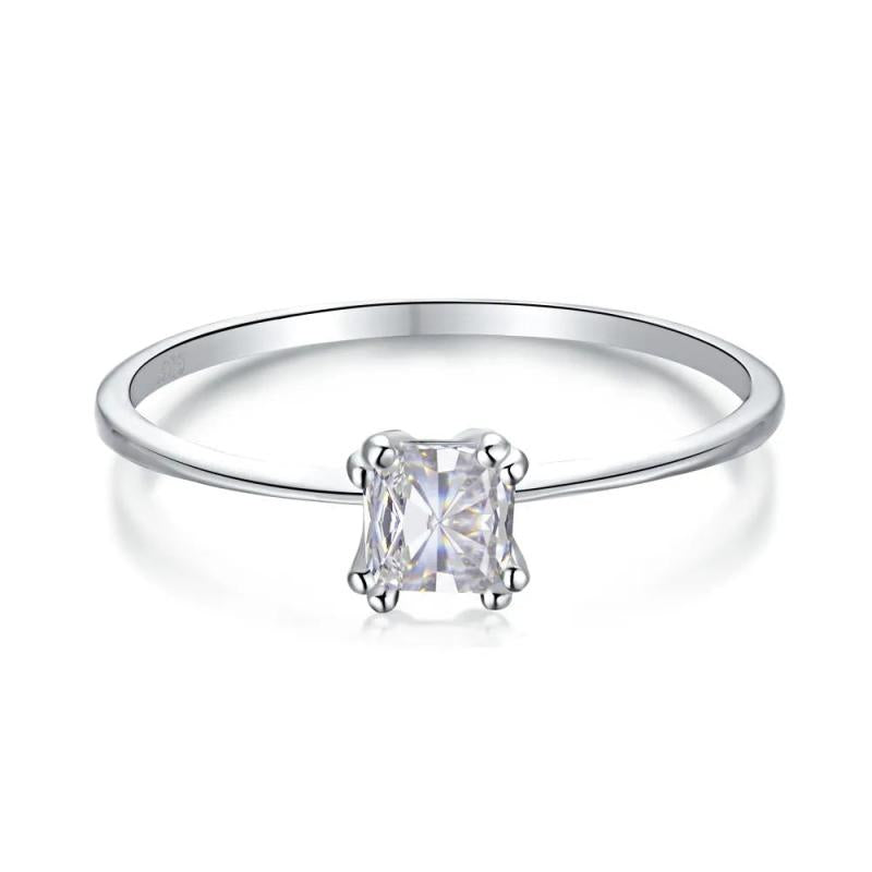925 Silver CZ Birthstone Ring Women Gift Wedding Engagement Fine Jewelry