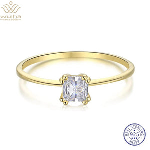 925 Silver CZ Birthstone Ring Women Gift Wedding Engagement Fine Jewelry