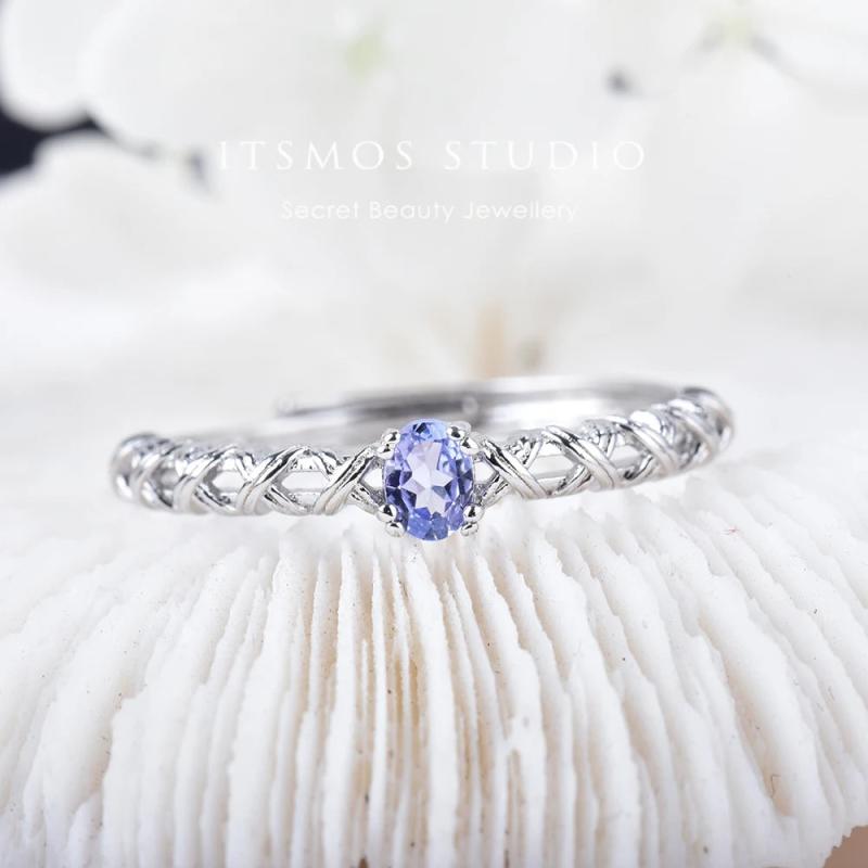 Tanzanite Infinity Ring Natural Gemstone Purple Statement Daily Ring