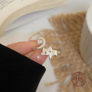 Cat Ring Women S925 Sterling Silver Student Friendship Gift