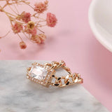 Kinel 585 Rose Square Zircon Ring Punk Fine Jewelry