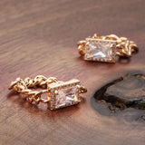Kinel 585 Rose Square Zircon Ring Punk Fine Jewelry