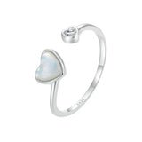 925 Silver Love CZ Heart Adjustable Ring for Women