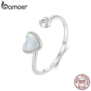 925 Silver Love CZ Heart Adjustable Ring for Women