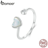 925 Silver Love CZ Heart Adjustable Ring for Women