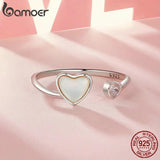 925 Silver Love CZ Heart Adjustable Ring for Women