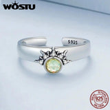 925 Silver Sun Moon Stars Couple Opening Ring Fine Jewelry