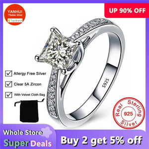 925 Silver Clear Zircon Wedding Band Ring Women Gift Jewelry