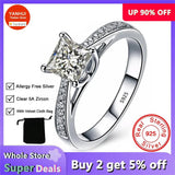 925 Silver Clear Zircon Wedding Band Ring Women Gift Jewelry