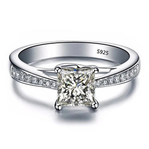 925 Silver Clear Zircon Wedding Band Ring Women Gift Jewelry