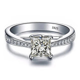 925 Silver Clear Zircon Wedding Band Ring Women Gift Jewelry