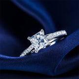 925 Silver Clear Zircon Wedding Band Ring Women Gift Jewelry