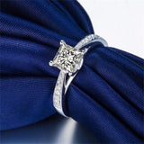 925 Silver Clear Zircon Wedding Band Ring Women Gift Jewelry