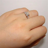 925 Silver Clear Zircon Wedding Band Ring Women Gift Jewelry