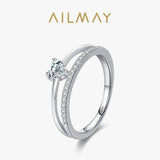 925 Silver Heart CZ Finger Rings Romantic Wedding Jewelry