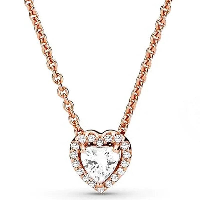 925 Silver Rose Sparkling Heart Set for Women
