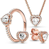 925 Silver Rose Sparkling Heart Set for Women