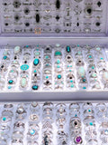 20pcs/Lot Turquoise Stone Flower Vintage Rings Women Boho Ethnic Style