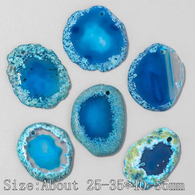Natural Agates Pendants Polished Healing Stone DIY Charm Pendants