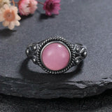Vintage Natural Stone Rose Quartz Amethyst Ring