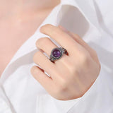 Vintage Natural Stone Rose Quartz Amethyst Ring