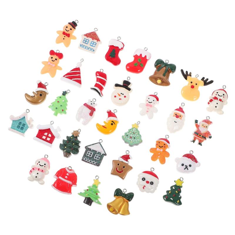 32 Pcs Resin Christmas Ornament Charms Jewelry Supply