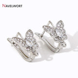 Rhodium Butterfly Earring Hooks Clasp with Zircon, DIY Jewelry Making