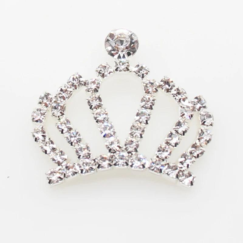 Metal 10pcs Crown Rhinestone for DIY Clothing Hairpin Wedding