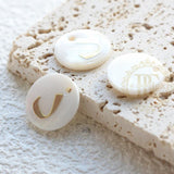 Natural Shell Arabic Letter Charm Round 15mm