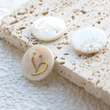 Natural Shell Arabic Letter Charm Round 15mm