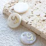 Natural Shell Arabic Letter Charm Round 15mm