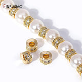 14K Plated Brass Zircon Spacer Beads for Jewelry Making