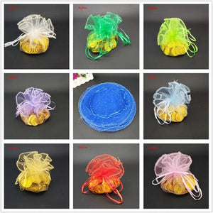 50pcs Organza Gift Bag Drawstring Round Wedding Party Jewelry Storage Pouch