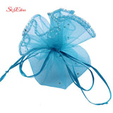 50pcs Organza Gift Bag Drawstring Round Wedding Party Jewelry Storage Pouch