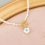 Natural Pearl Copper Pendant with Zircons