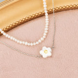 Natural Pearl Copper Pendant with Zircons