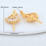 14K Brass Zircon Girl Charms Pendants for Jewelry Making