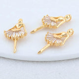 14K Brass Zircon Girl Charms Pendants for Jewelry Making