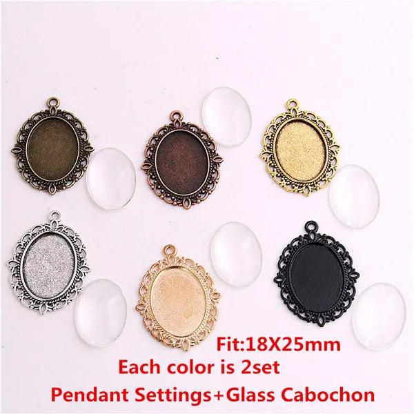 18*25mm Oval Cabochons Bases Jewelry Settings Pendant Bezel Trays