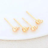 3MM 4MM 14K Plated Brass Round Stud Earrings DIY Jewelry Making