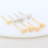 3MM 4MM 14K Plated Brass Round Stud Earrings DIY Jewelry Making