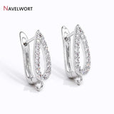 18K Plated Brass Droplet Earring Clasps with Zircon Inlay