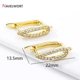 18K Plated Brass Droplet Earring Clasps with Zircon Inlay