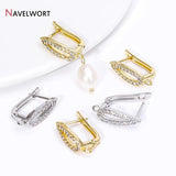 18K Plated Brass Droplet Earring Clasps with Zircon Inlay