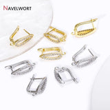 18K Plated Brass Droplet Earring Clasps with Zircon Inlay