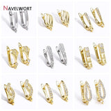 18K Plated Brass Droplet Earring Clasps with Zircon Inlay