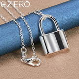 ALIZERO 925 Silver Lock Pendant Necklace Bracelet Set Charm Jewelry