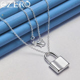 ALIZERO 925 Silver Lock Pendant Necklace Bracelet Set Charm Jewelry